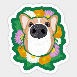 Corgi with Flowers Sticker